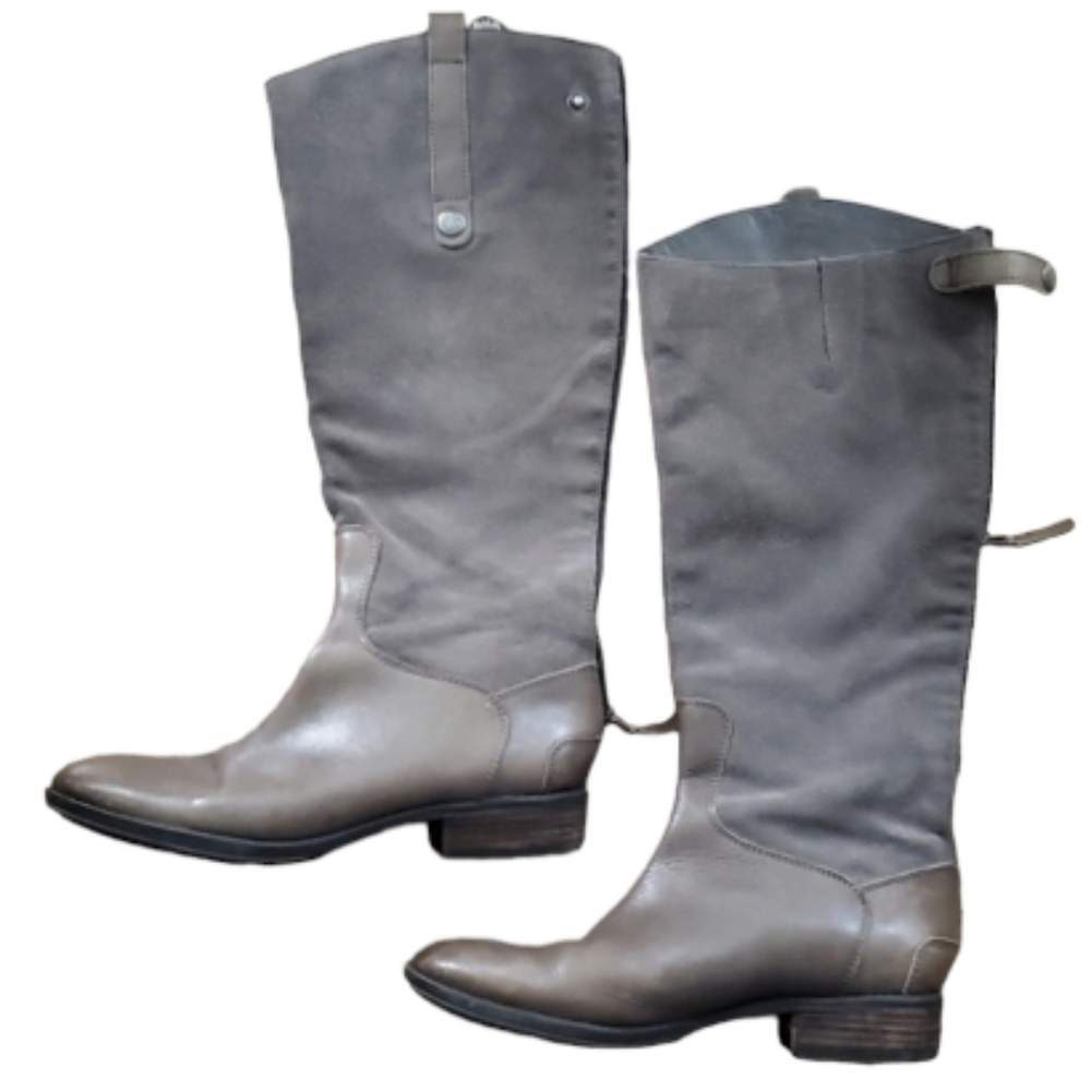 Sam Edelman Pembrooke Suede‎ Leather Womans Calf Boots in Taupe Size 9M